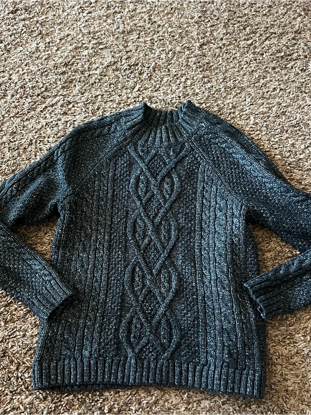 Abercrombie & Fitch Dark Heather Gray Cable Knit Sweater